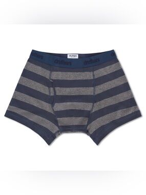 Druthers Set Of 3 ORGANIC COTTON BOXER BRIEFS - CHARCOAL NAVY STRIPE Small